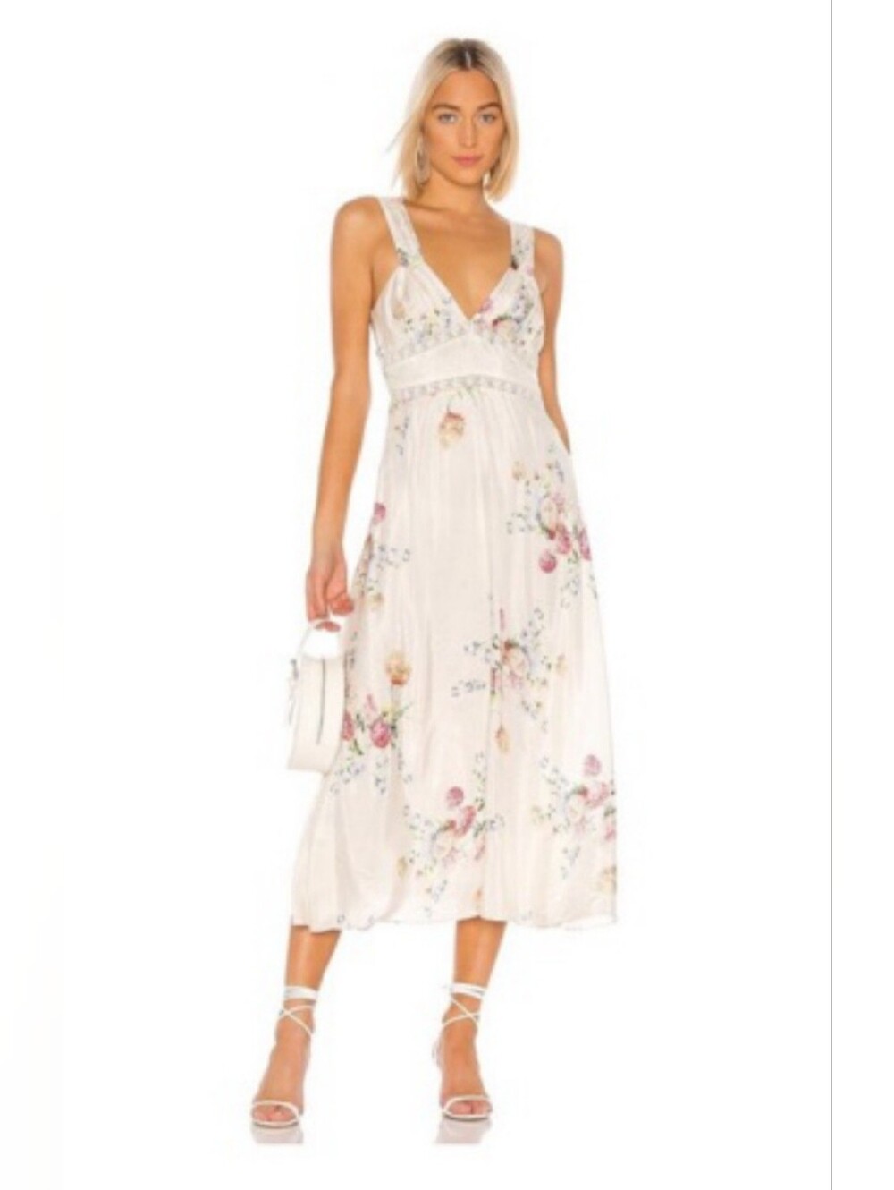 LoveShackFancy Maxi Dress, Size 2, 100% Silk, Ivory Floral, Lace